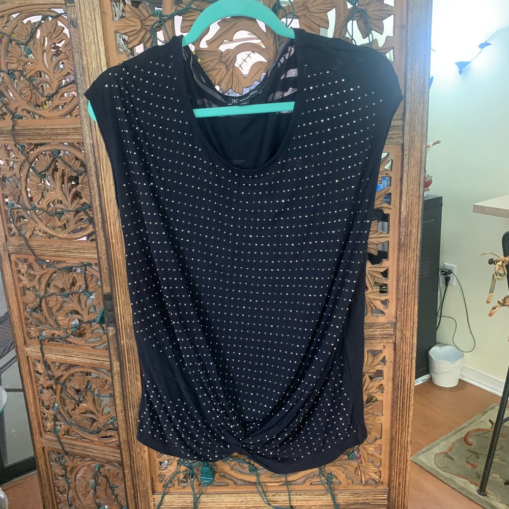 Black Shirt with Tiny Gold Accents by INC Size Medium